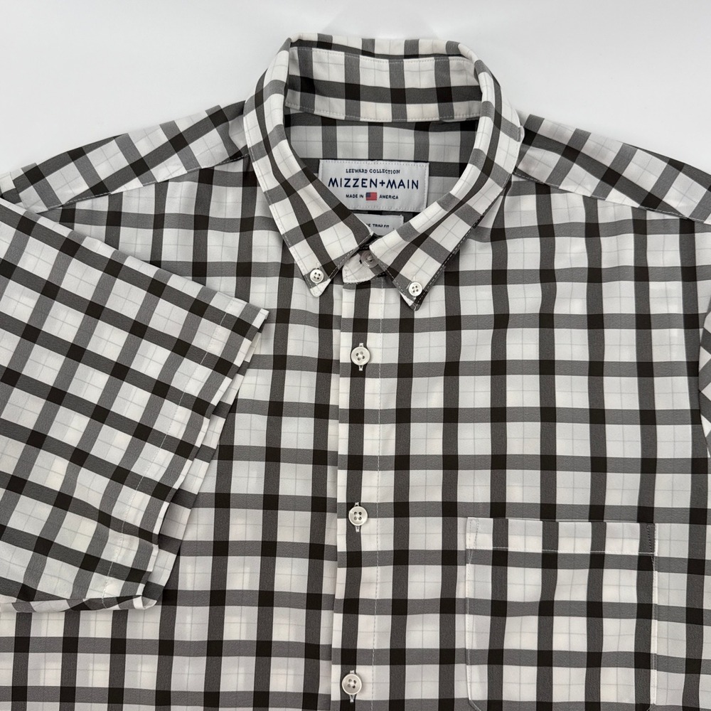 Mizzen+Main Leeward‎ Collection Short Sleeve Button Down Shirt XL Trim Fit Black